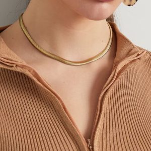 Nacklace – Flat With Print – Gold