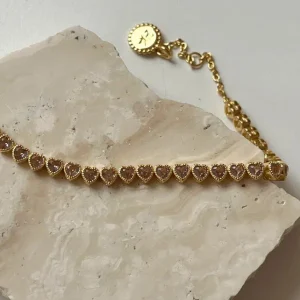 24Kae Bracelet with pink heartshaped stones