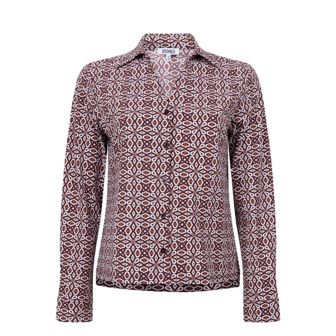 Zoso – Jolene Blouse – Offwhite-bordeaux - Afbeelding 2