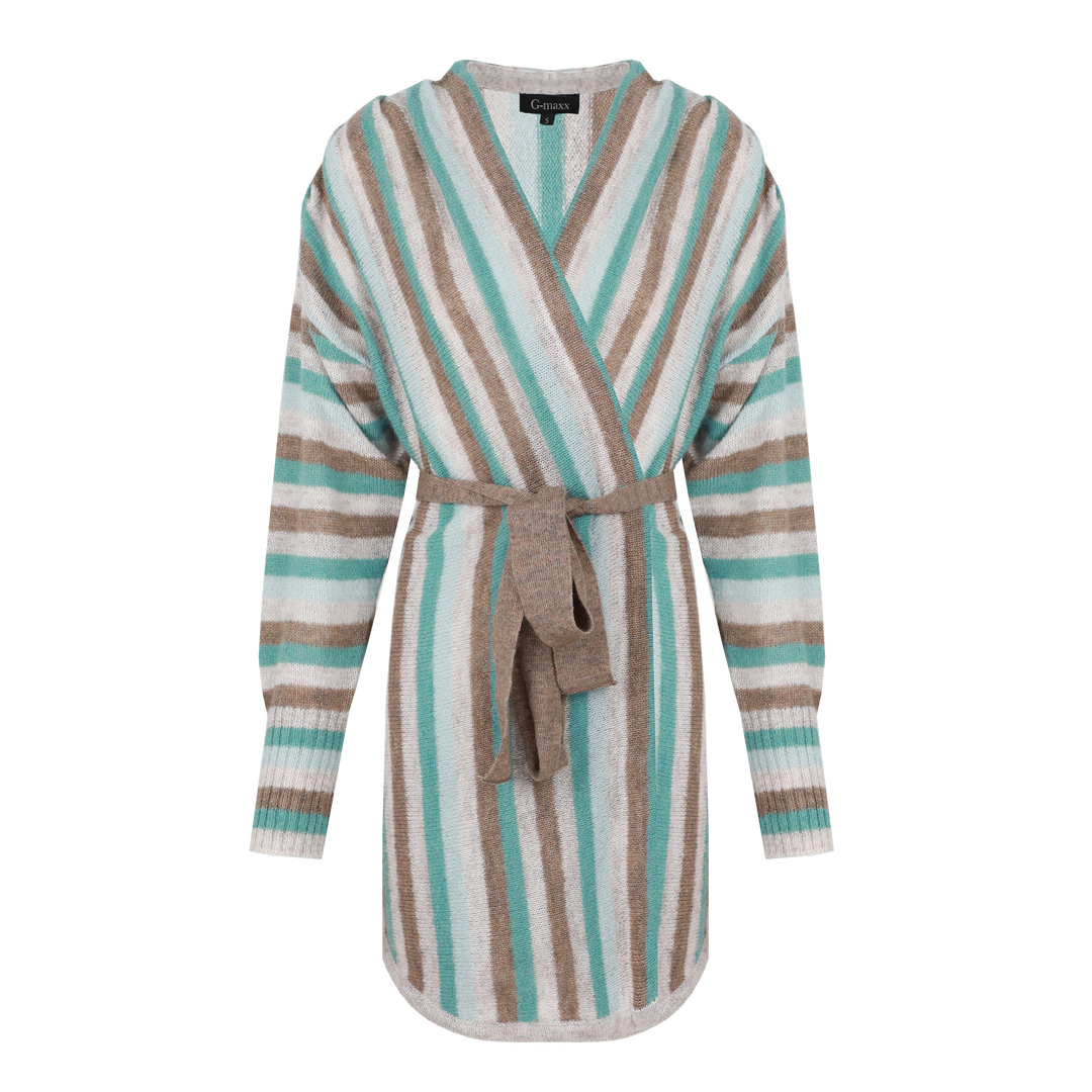 G-maxx – Amina Knitting Cardigan – Gravel/Arctic Blue