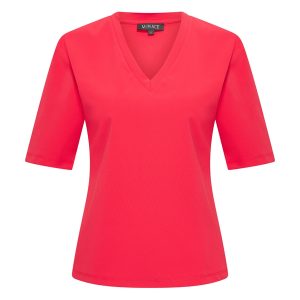 Mi Piace – T shirt V Hals Lange Mouw – Red