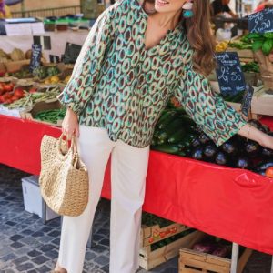 G-maxx – Lavinia top – Cappuccino/Bird’s Egg Green