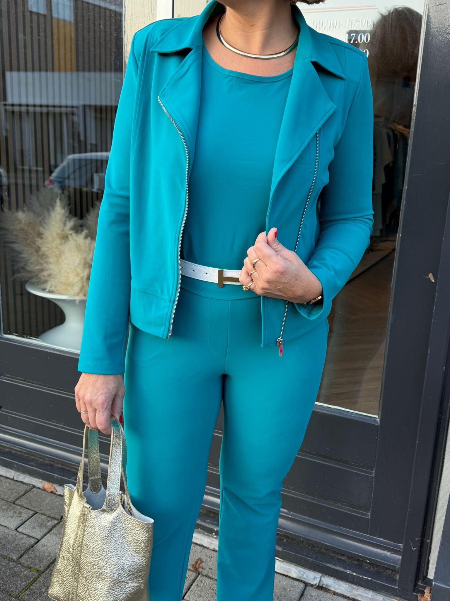 Mi Piace – Biker Jacket Bonded – Petrol - Afbeelding 7