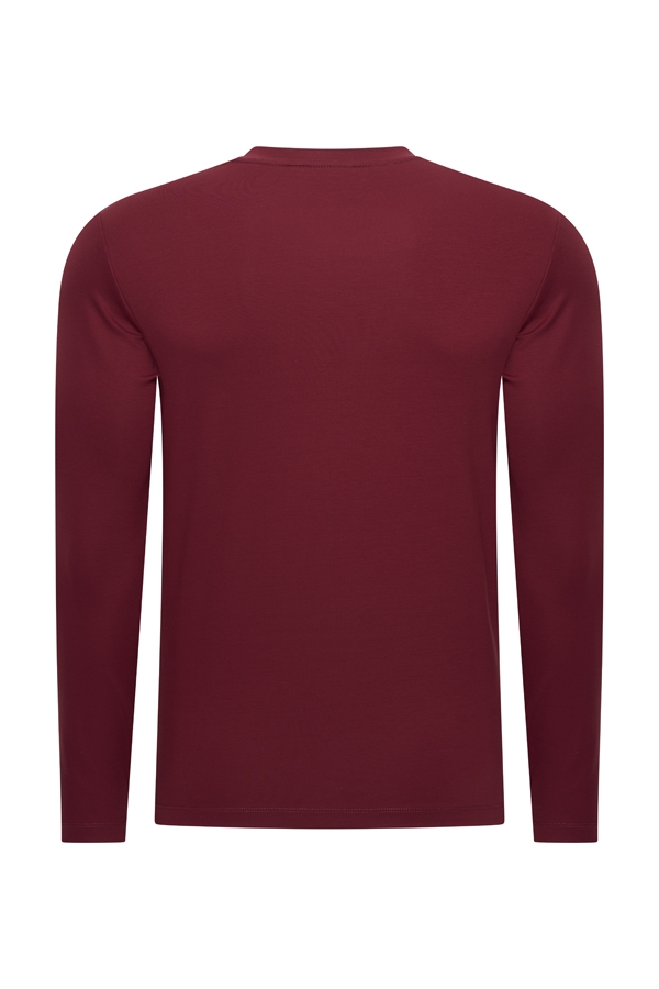 Mi Piace Heren – Men Cotton Shirt Long Sleeves – Burgundy - Afbeelding 5