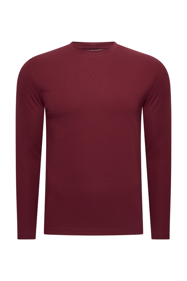 Mi Piace Heren – Men Cotton Shirt Long Sleeves – Burgundy - Afbeelding 2