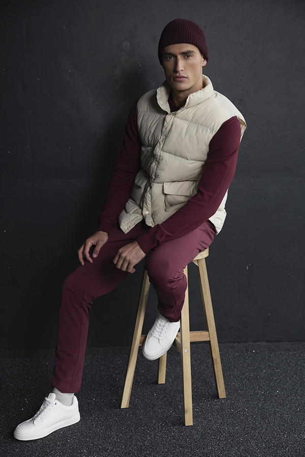 Mi Piace Heren – Men Cotton Shirt Long Sleeves – Burgundy - Afbeelding 3