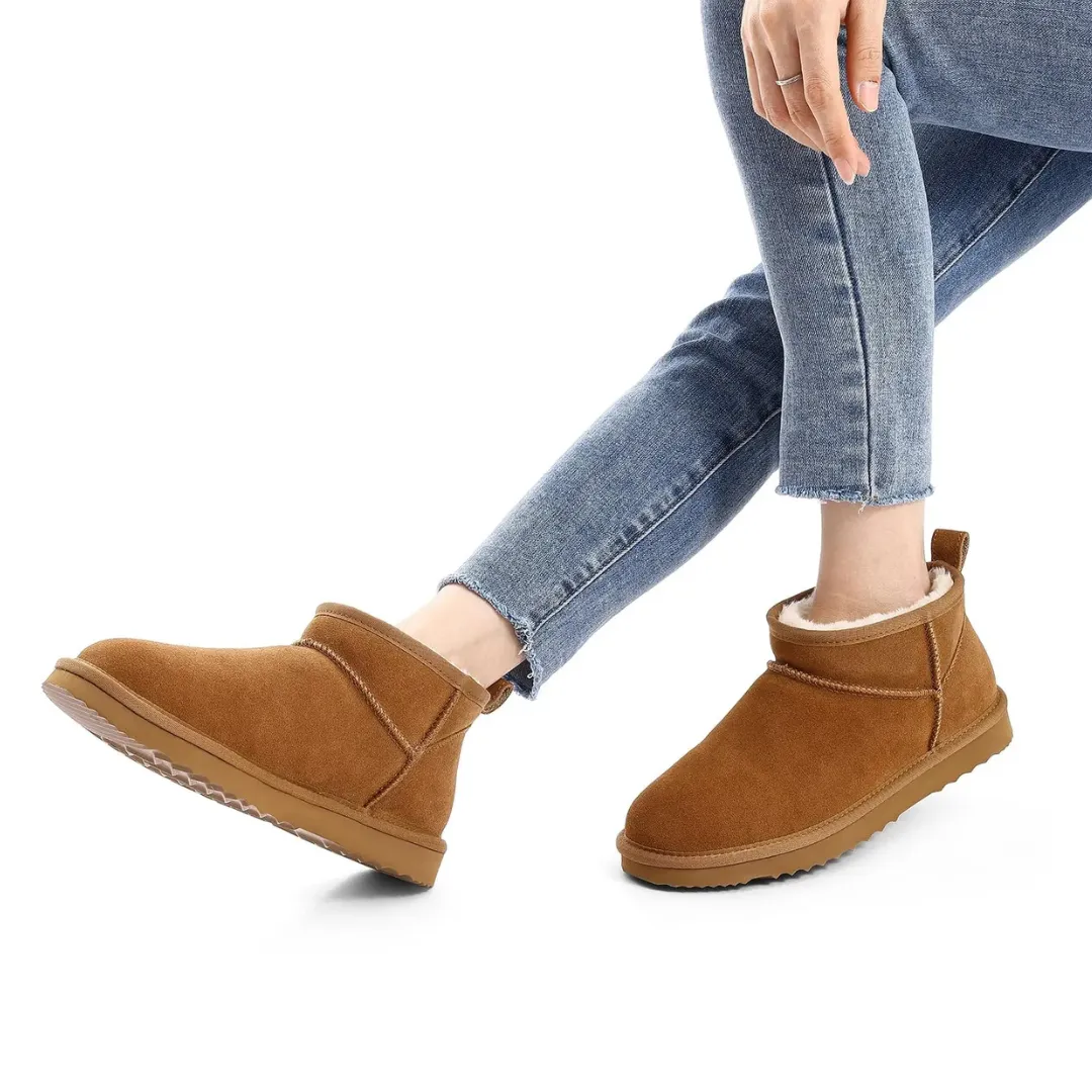 Alix Warm Suède Enkellaarsje Dames - Gevoerde Boots met Antislip zool - Afbeelding 8