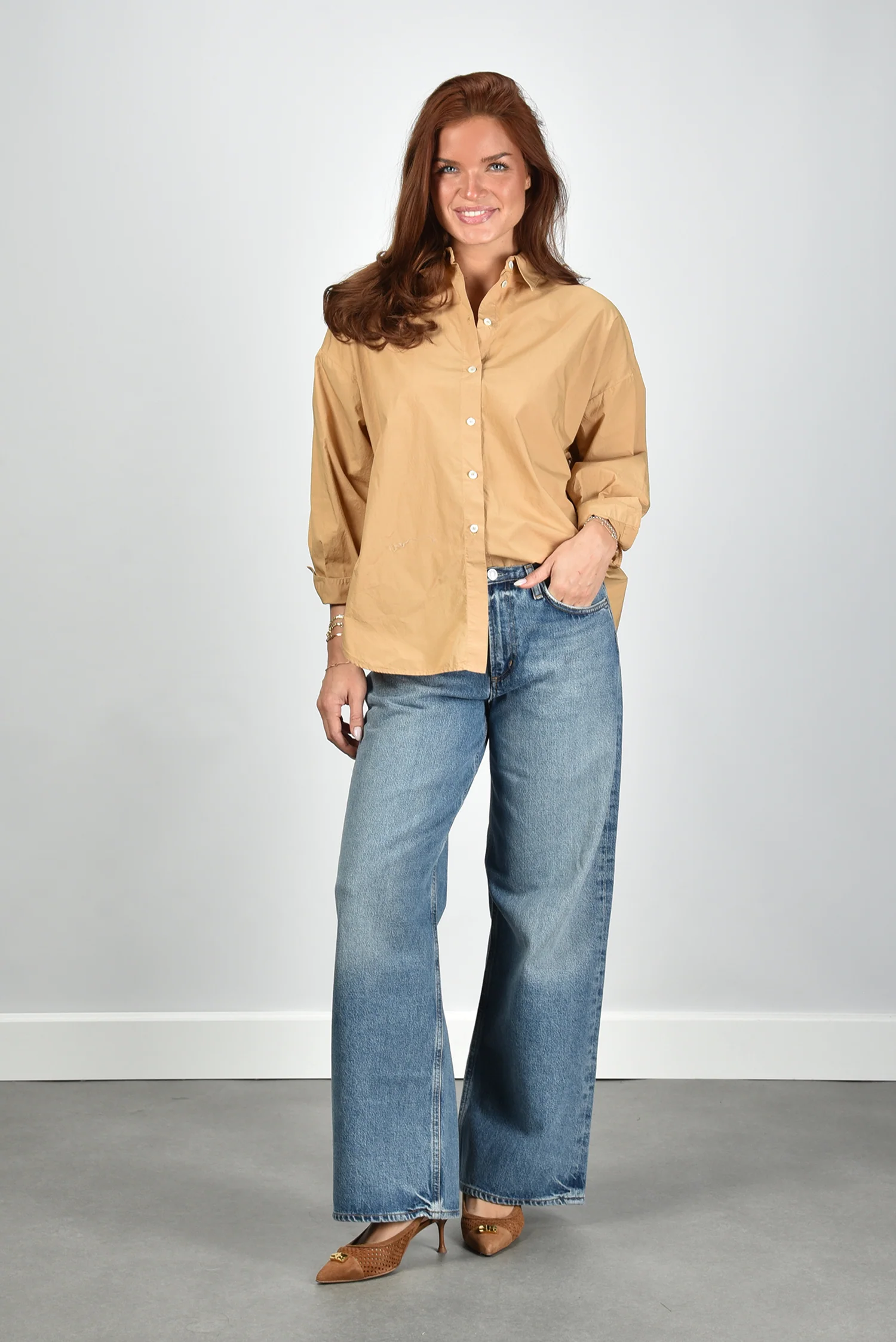 Academia blouse Giorgia 76DT1-922 beige plain - Afbeelding 6