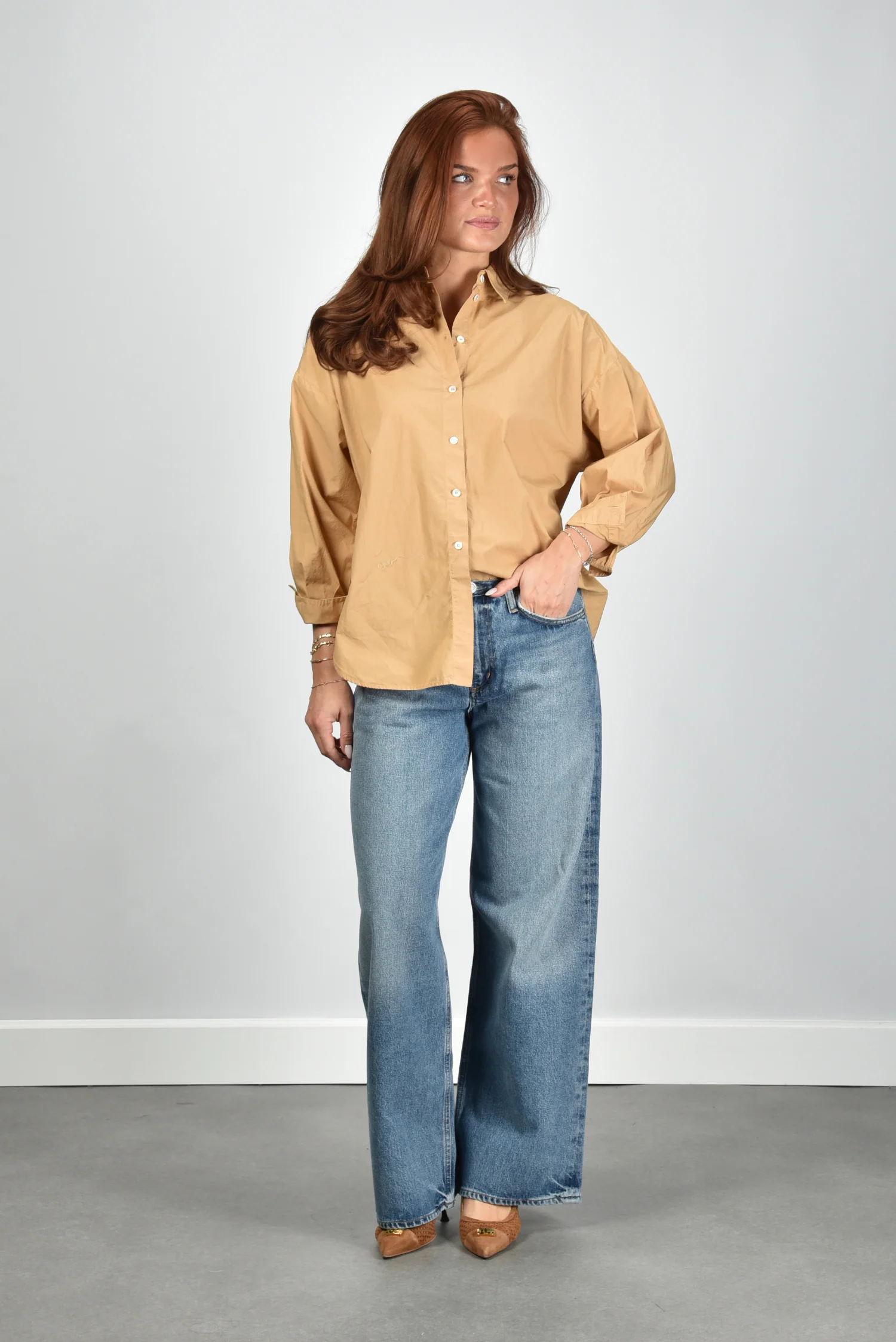 Academia blouse Giorgia 76DT1-922 beige plain - Afbeelding 7