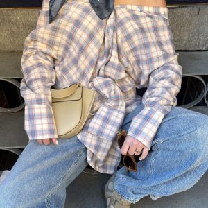 Academia blouse Marie 76D22-620 blue checked