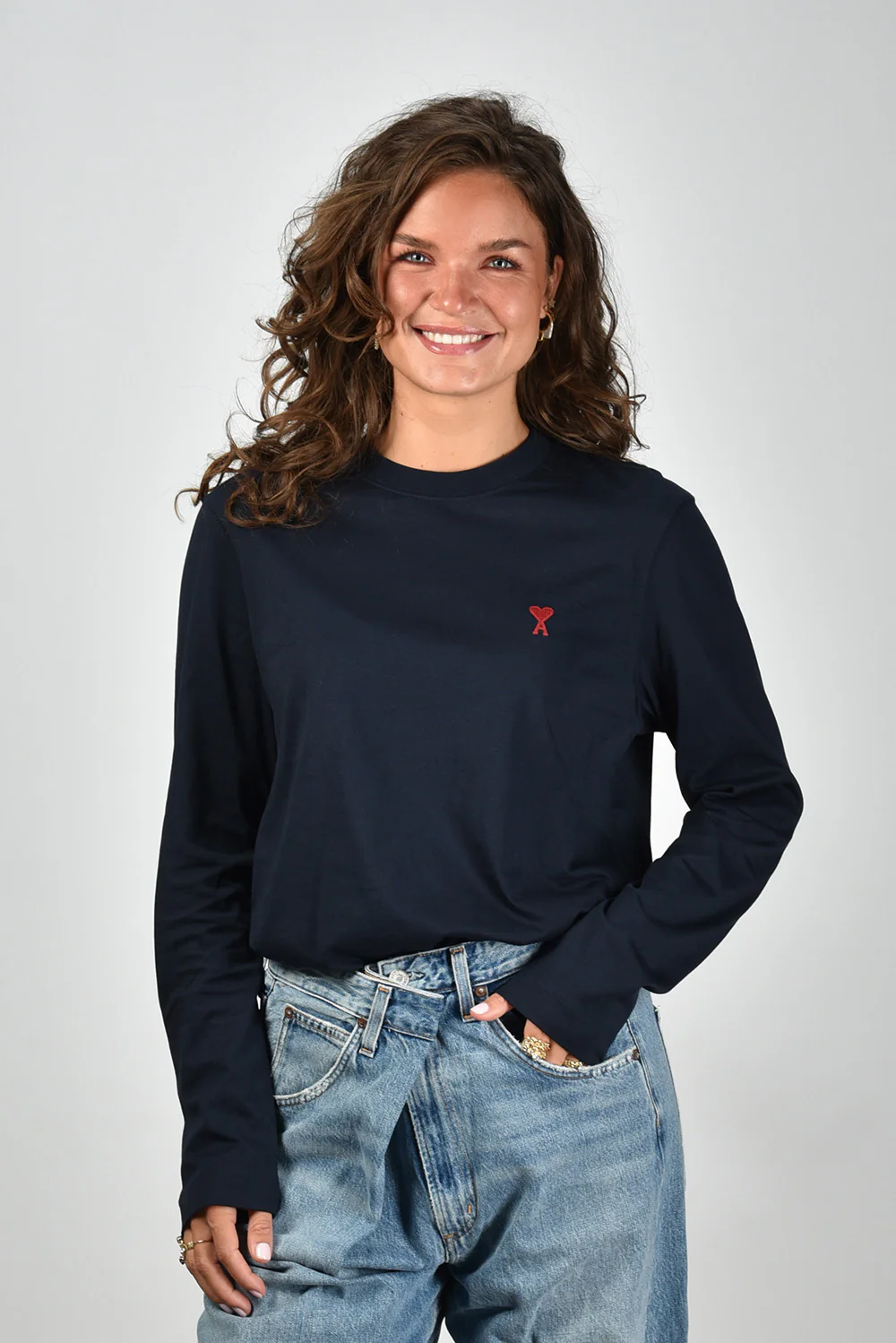 Ami Paris t-shirt ADC Ts Ml Rouge BFUTS235.724 bleu nuit
