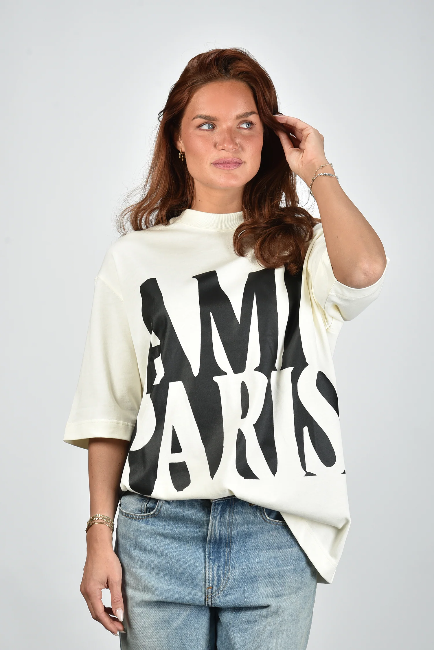 Ami Paris t-shirt UTS381.726 blanc creme - Afbeelding 2