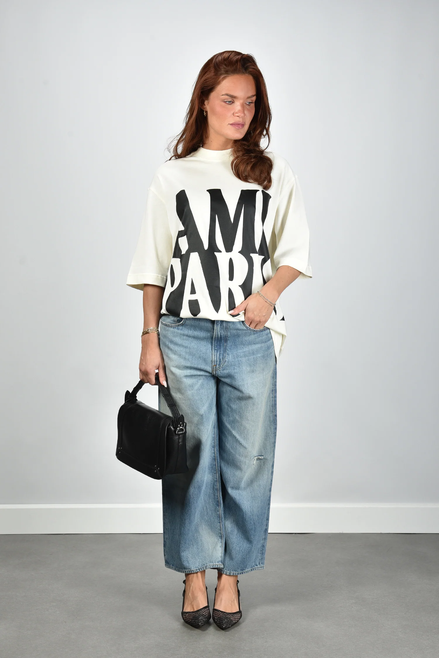 Ami Paris t-shirt UTS381.726 blanc creme - Afbeelding 4