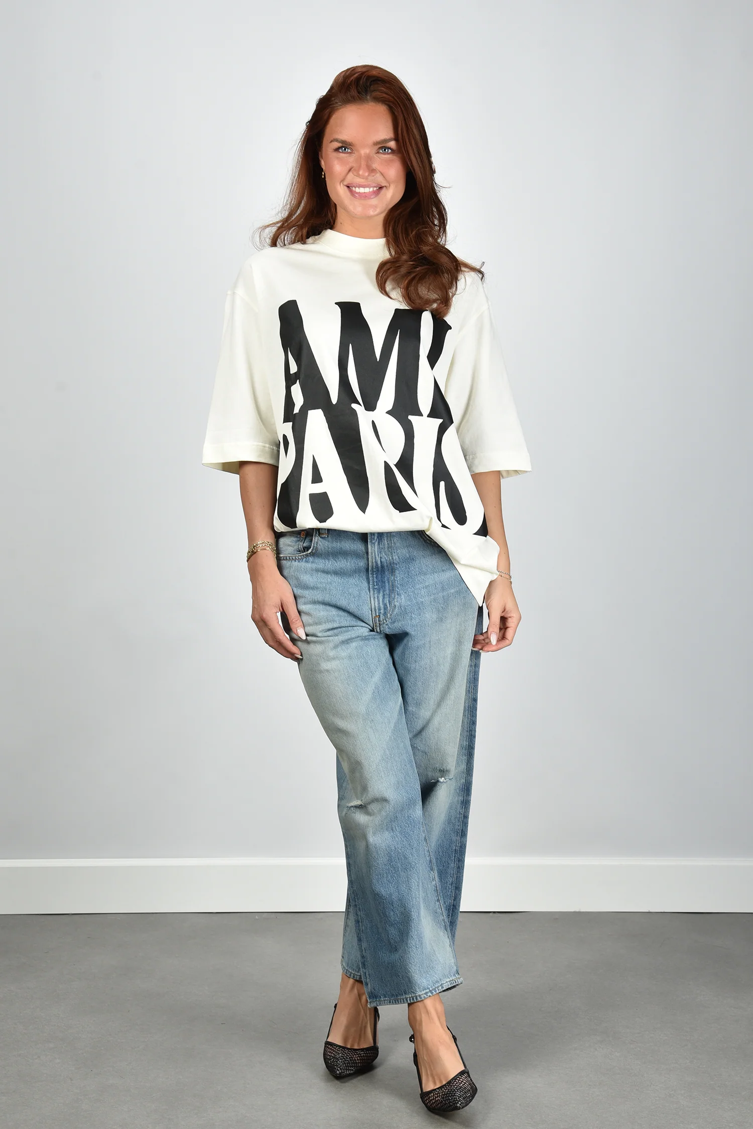 Ami Paris t-shirt UTS381.726 blanc creme - Afbeelding 5
