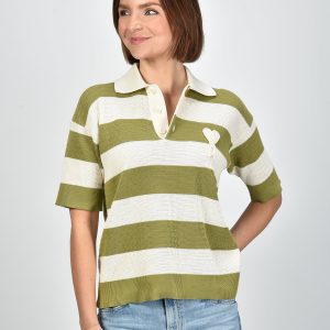 Ami Paris top FPL430.KN0153 blanc creme/matcha