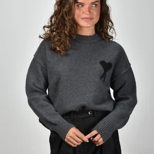 Ami Paris trui ADC Felted UKS838.018 gris chine/noir