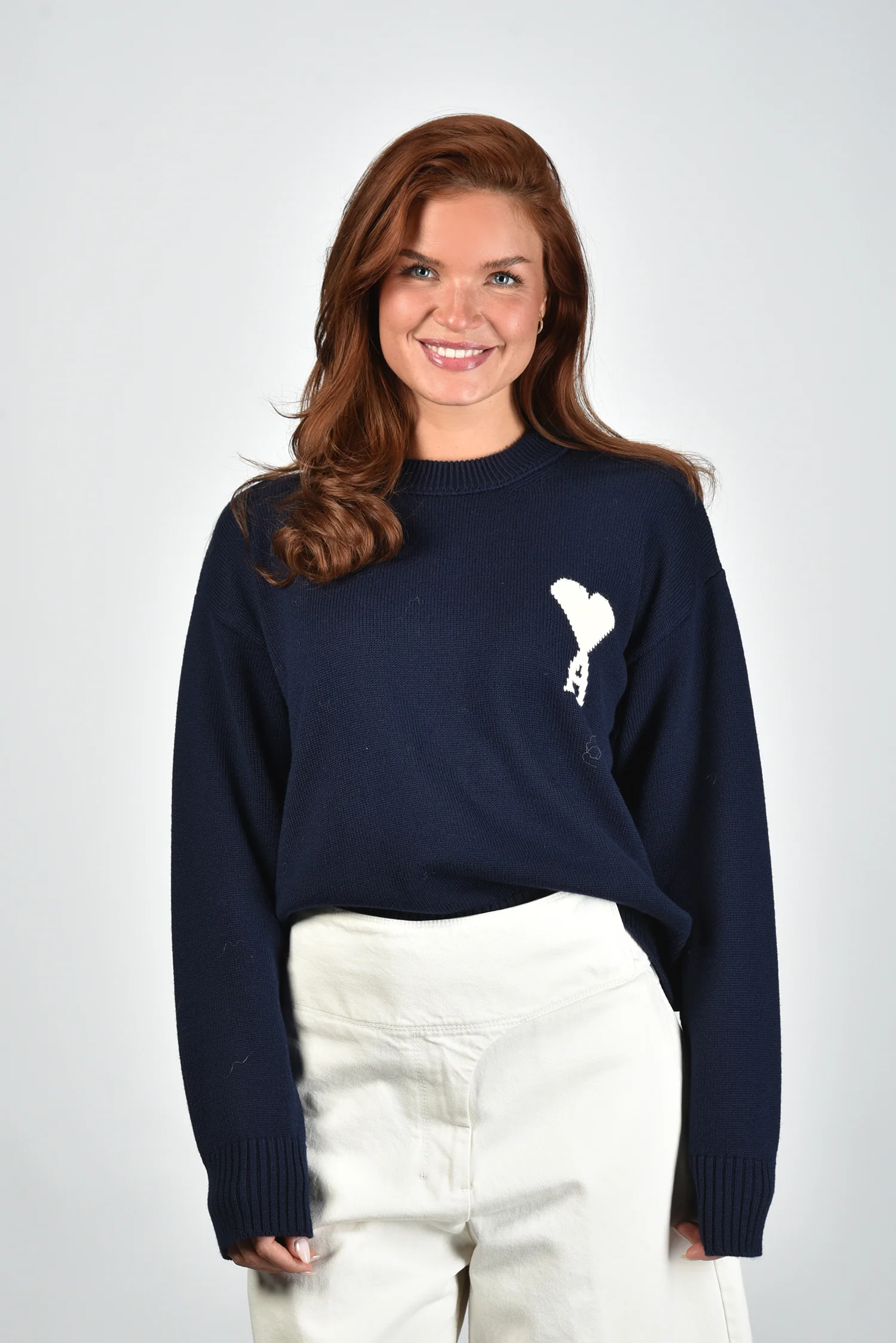 Ami Paris trui ADC UKS859.KN0156 encre/ecru - Afbeelding 2