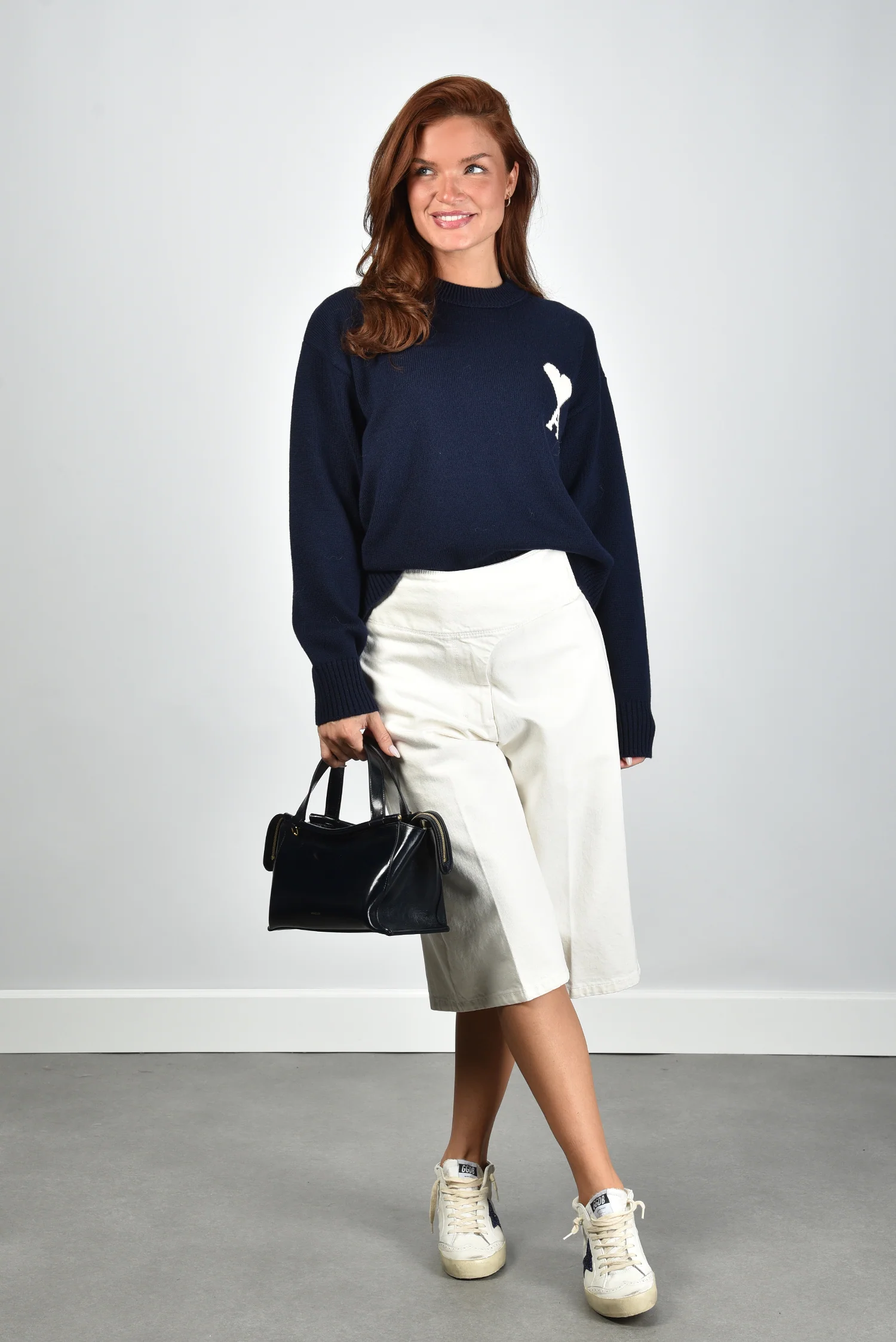 Ami Paris trui ADC UKS859.KN0156 encre/ecru - Afbeelding 4