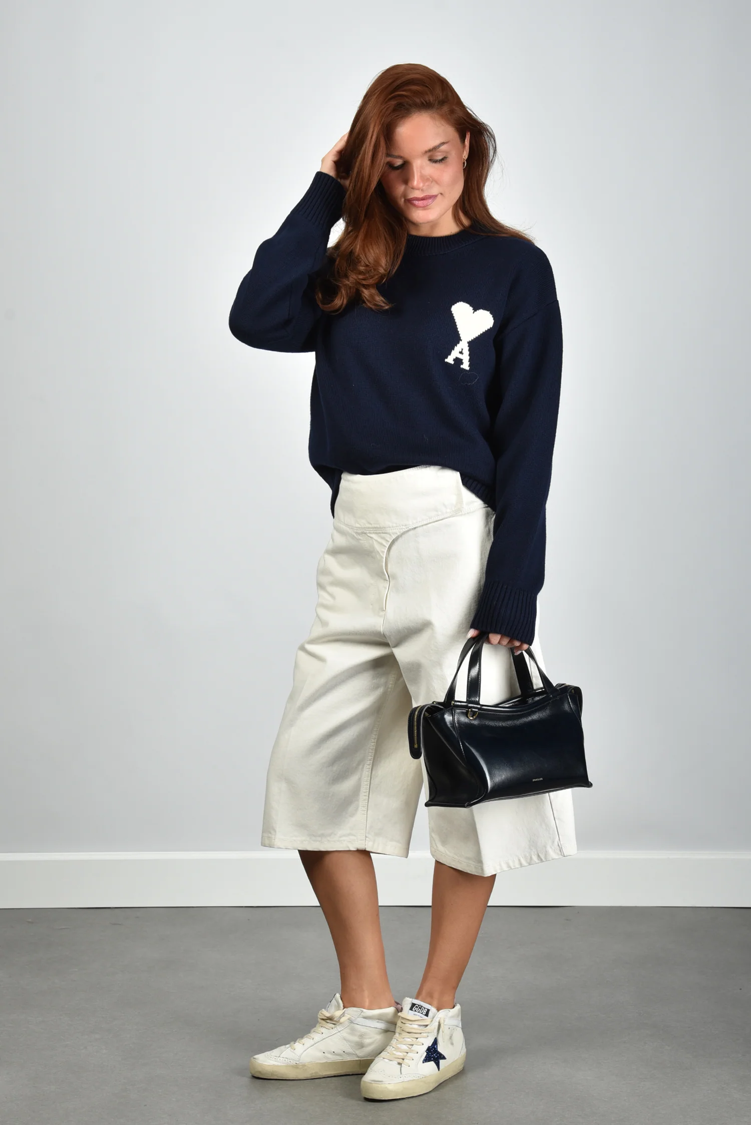 Ami Paris trui ADC UKS859.KN0156 encre/ecru - Afbeelding 5