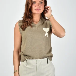 Ami Paris trui UKS860.KN0156 beige taupe/ecru