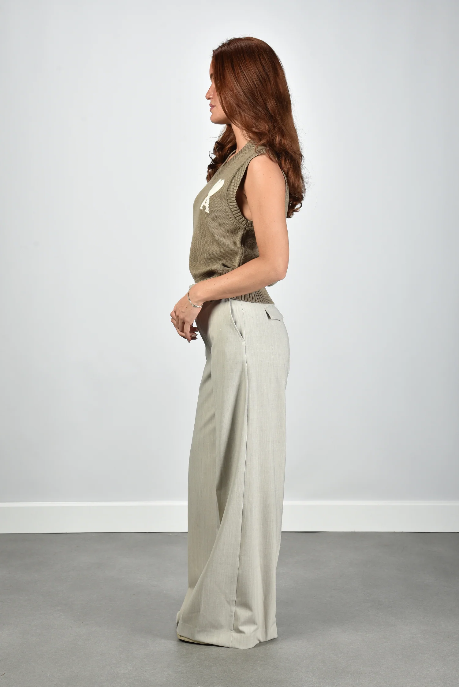 Ami Paris trui UKS860.KN0156 beige taupe/ecru - Afbeelding 6