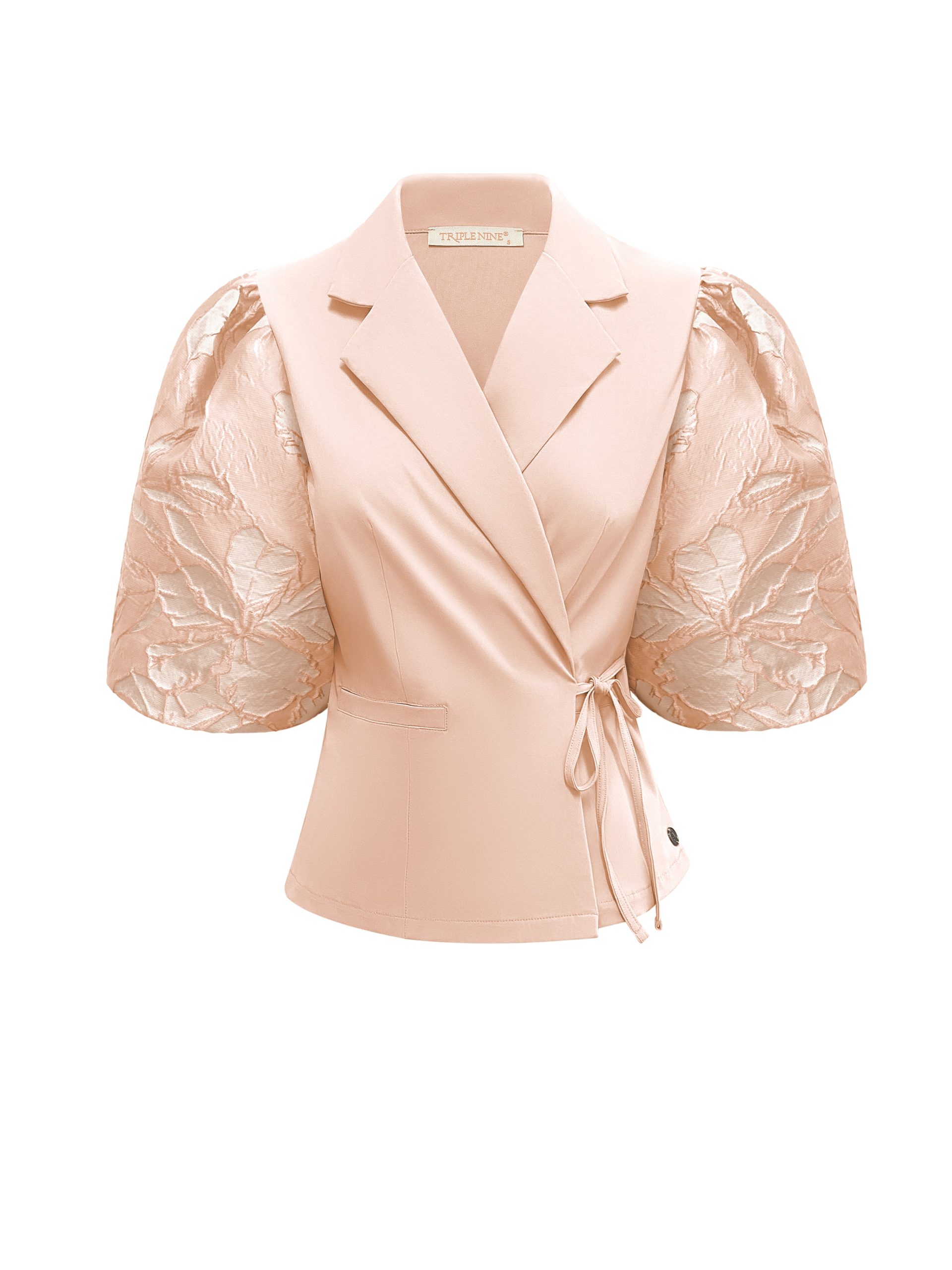 Triple Nine – Blazer short sleeves cross body with satin fabric – Powder pink