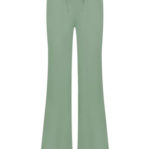 Triple Nine – Pant flared with gold rib belt – Sage green
