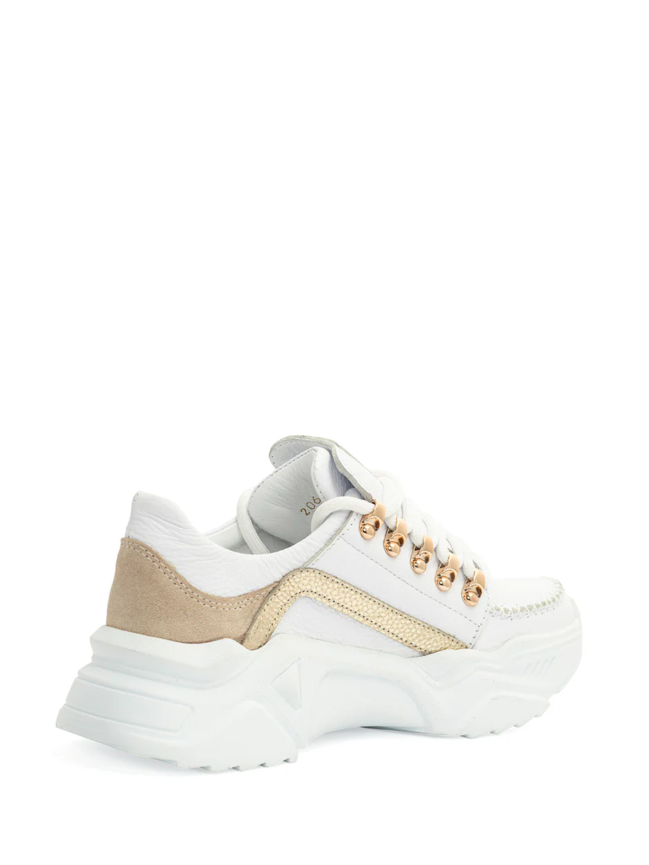 Babouche – Lou Sneaker – White/ Gold - Afbeelding 6
