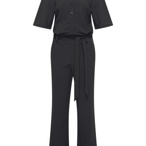 Mi Piace – Wide Short Sleeve Jumpsuit – Black