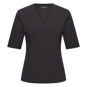 Mi Piace – T shirt V Hals Lange Mouw – Black