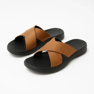 Dave Vegan Leren Slippers met Kruisband & Voorgevormd Voetbed