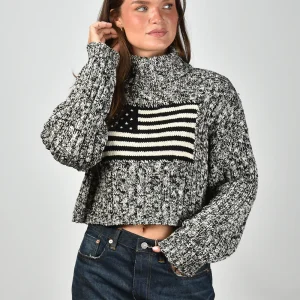 Denimist trui American Flag DSWWY0075-1008 marled black/cream