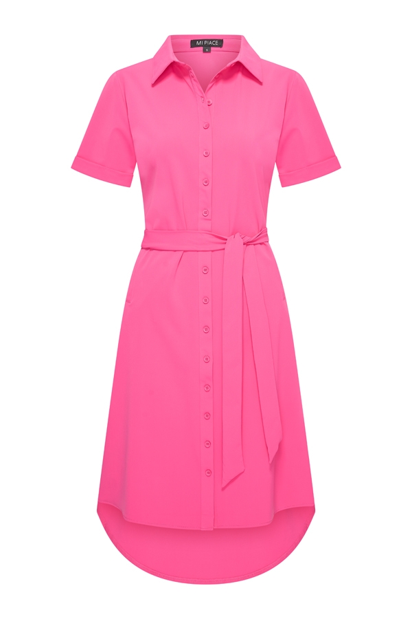 Mi Piace – Jurk Korte Mouw Knoopjes – Barbie Pink - Afbeelding 2