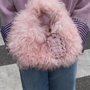 Ganni crossbody Hobo Mini Fur A7143 mary's rose