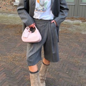 Ganni short A1110013 pewter melange