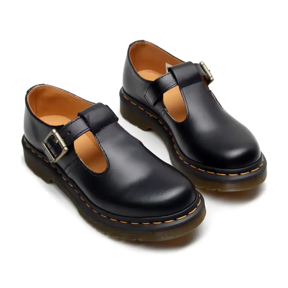 Gio Leren Mary Jane Schoenen Unisex – Instappers met Chunky Zool - Afbeelding 5