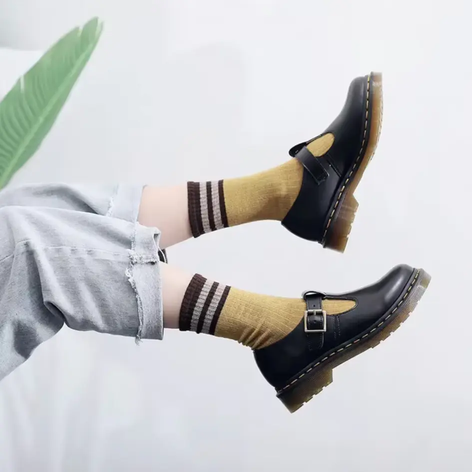 Gio Leren Mary Jane Schoenen Unisex – Instappers met Chunky Zool - Afbeelding 8