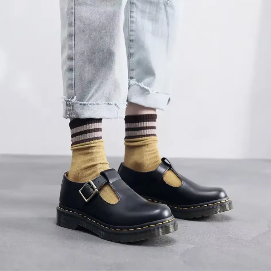 Gio Leren Mary Jane Schoenen Unisex – Instappers met Chunky Zool - Afbeelding 9