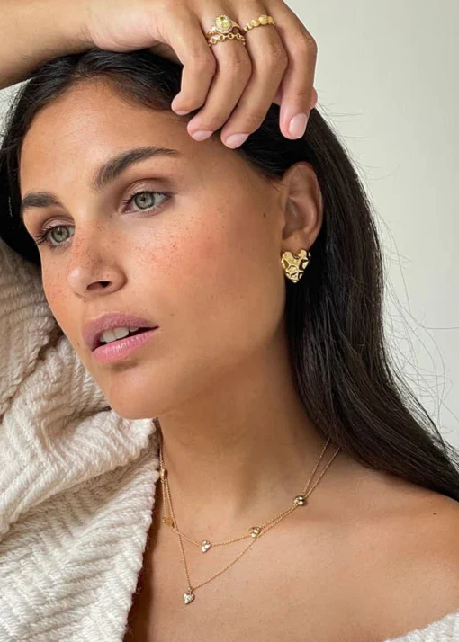 24Kae Heartshaped earstud with structure - Afbeelding 2