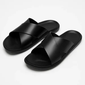 Beau Heren Slippers Leer met Voetbed - Flip Flops