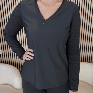 ZIP73 – Top Basic V-neck – Black