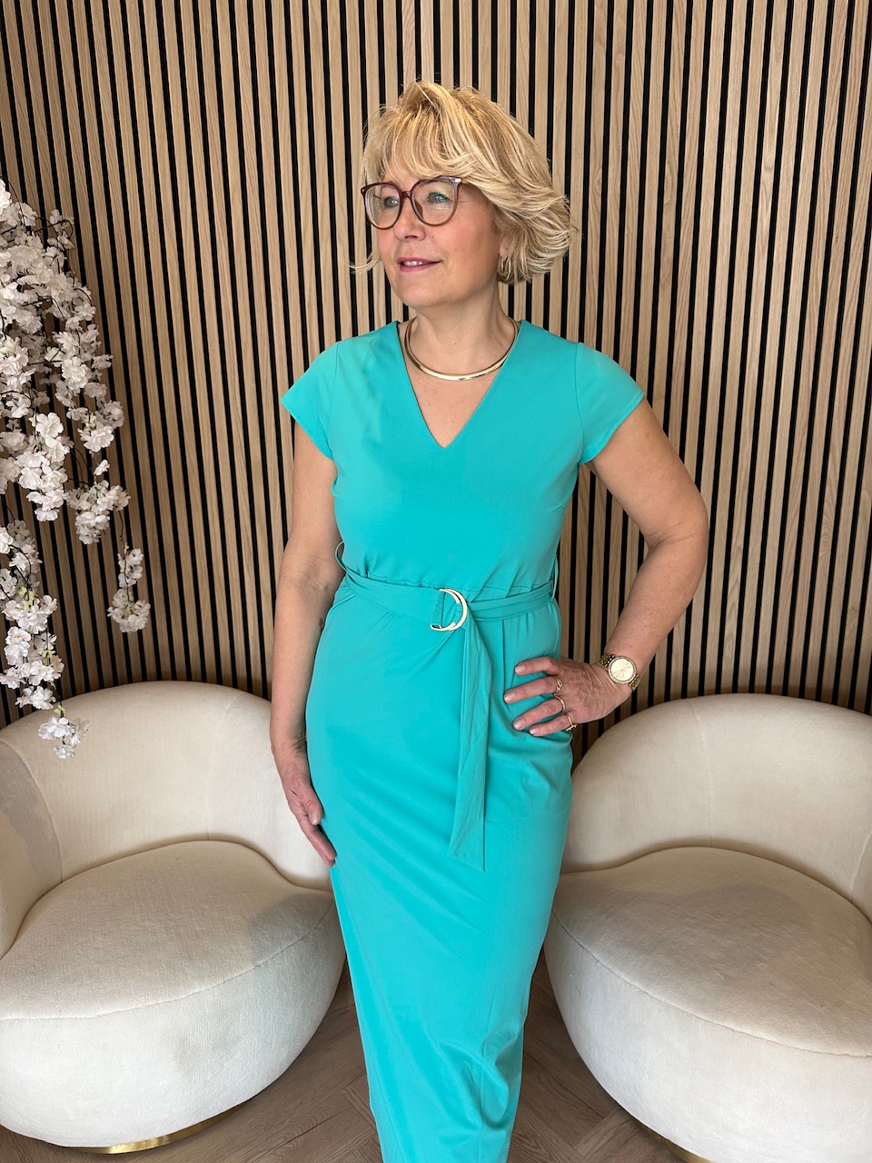 Kimara – Sita Dress Cap Sleeve – Aqua - Afbeelding 4