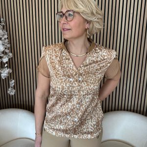 ZIP73 – Top Tulip Sleeve Mesh – Leopard Caramel