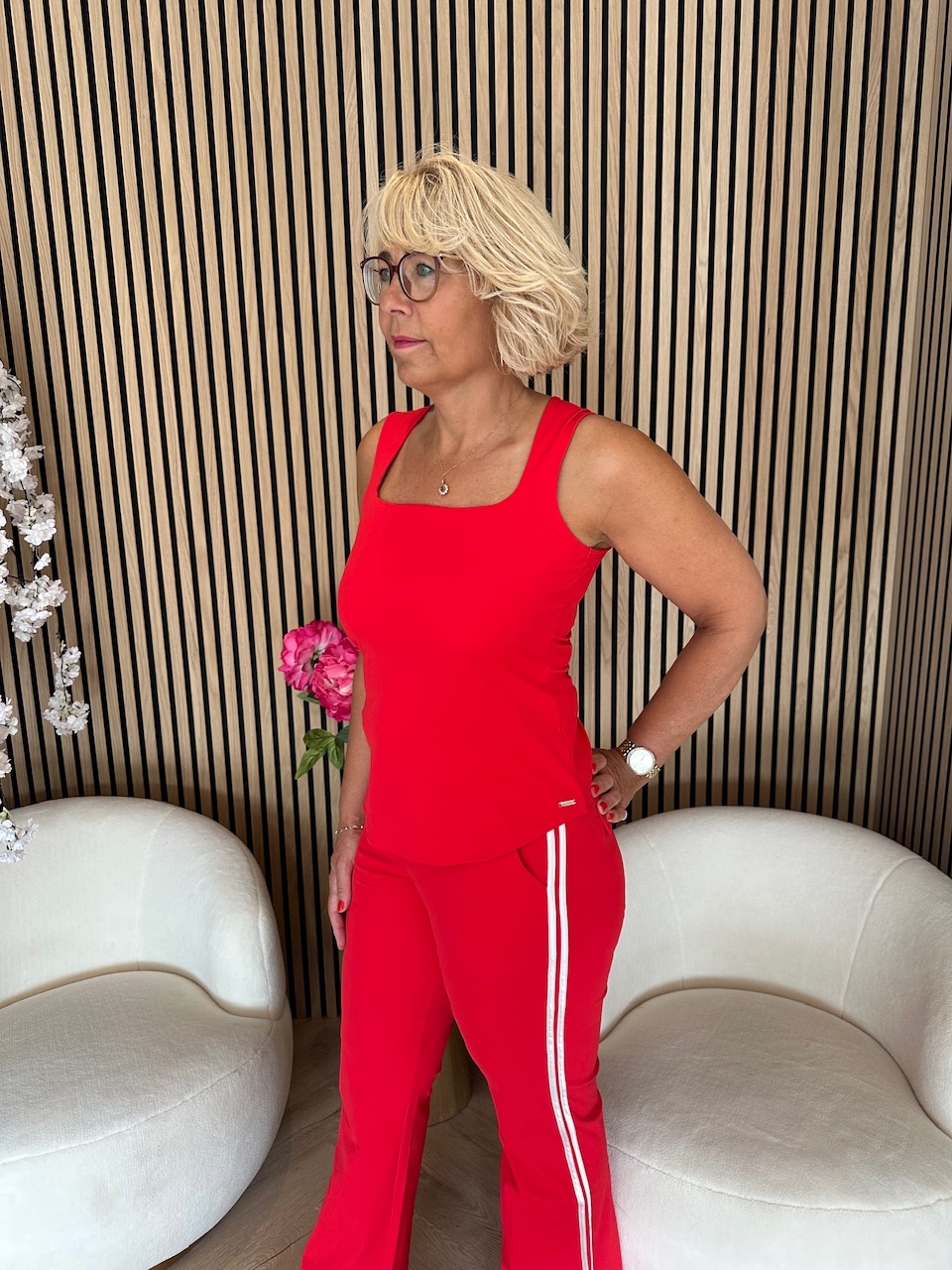 Mi Piace – Top Square Neck – Red - Afbeelding 4