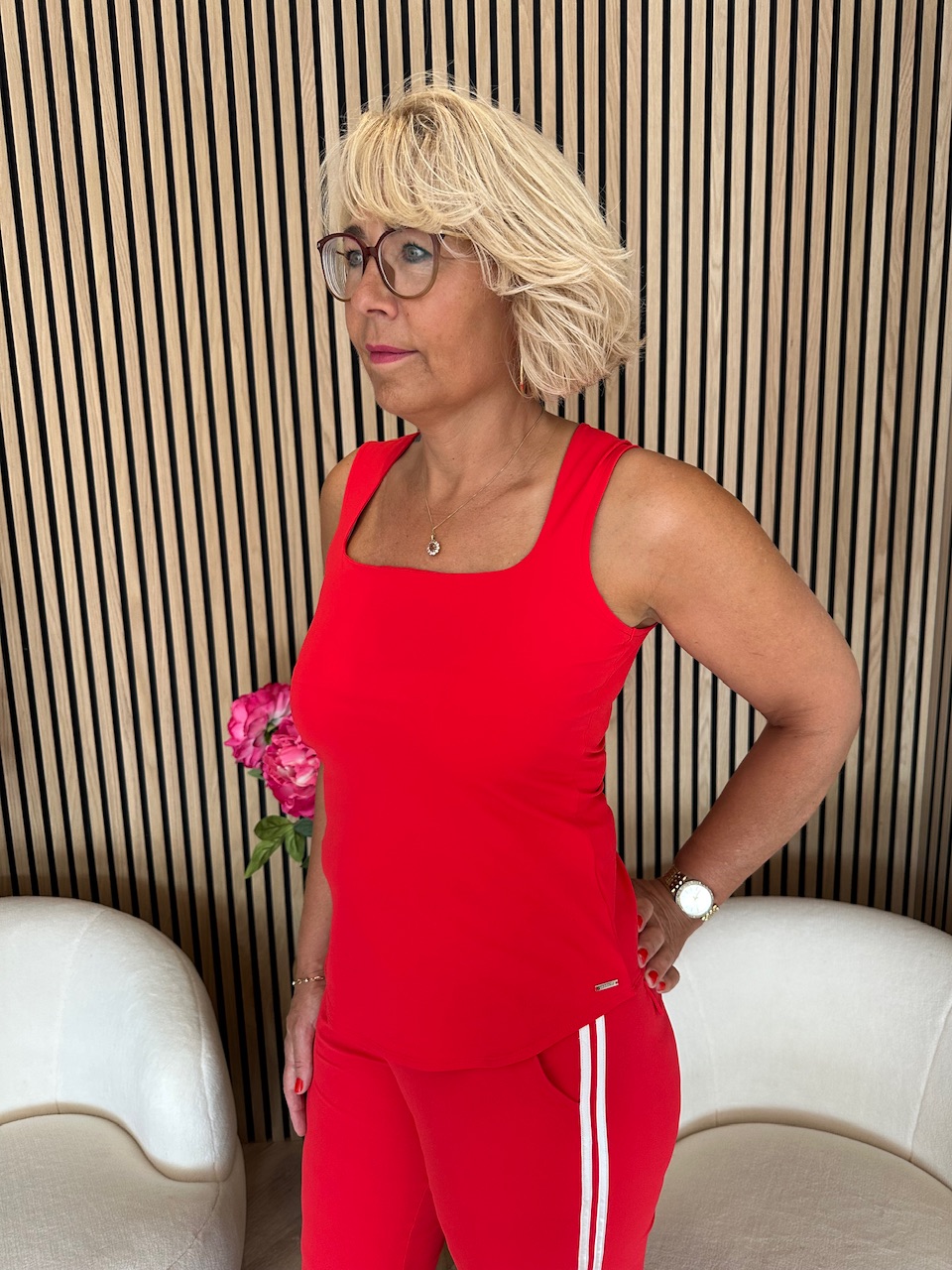 Mi Piace – Top Square Neck – Red - Afbeelding 5