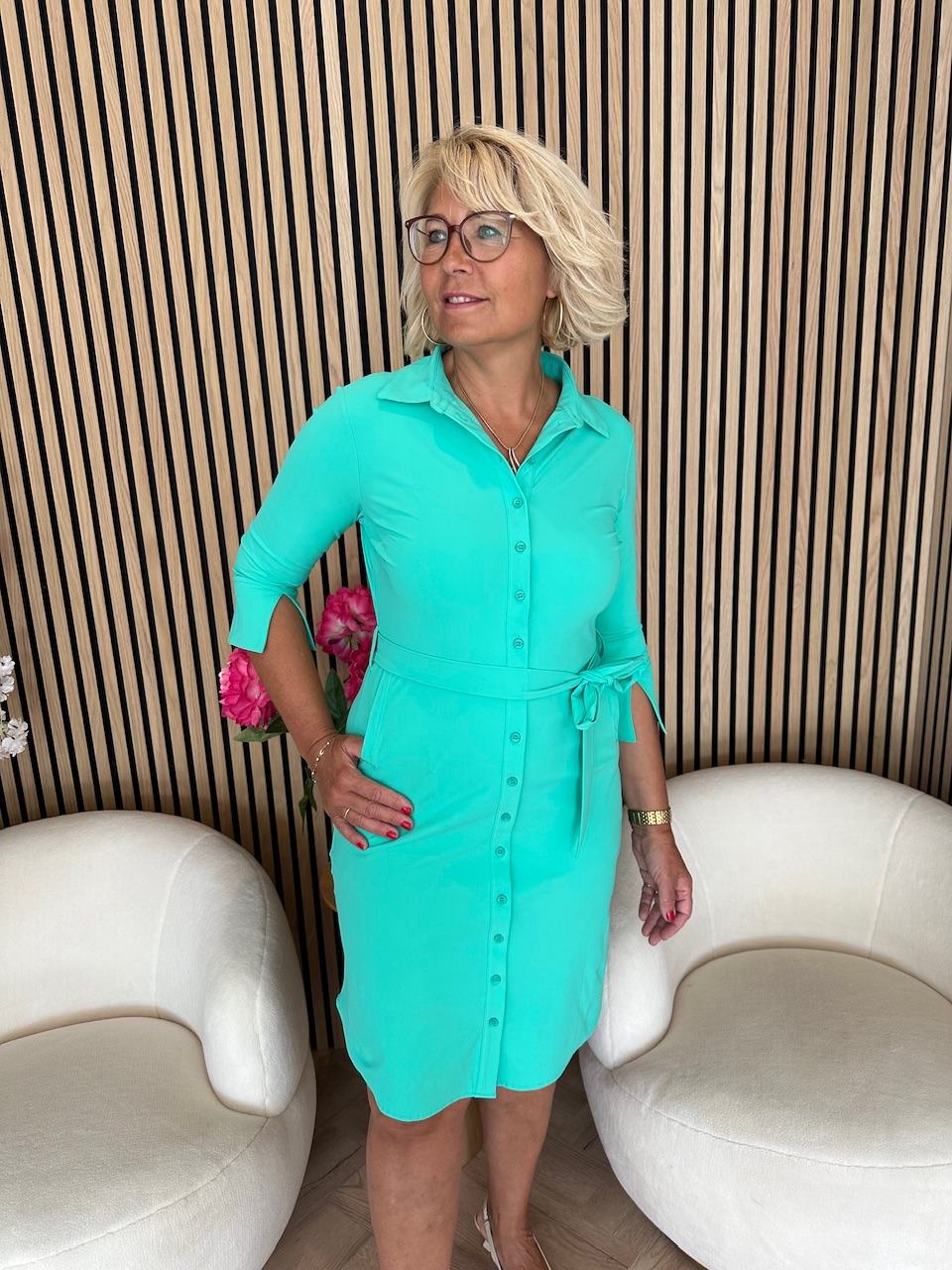 Mi Piace – Jurk 3/4 Mouw – Mint Leaf - Afbeelding 4