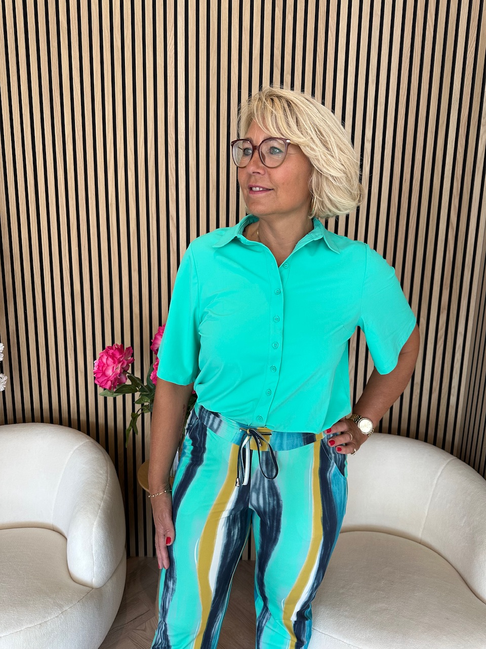 Mi Piace – Blouse Wijde Mouw – Mint Leaf - Afbeelding 5