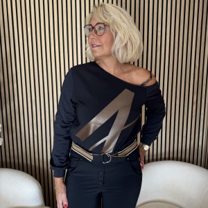 ZIP73 – Top One Shoulder Black/Gold