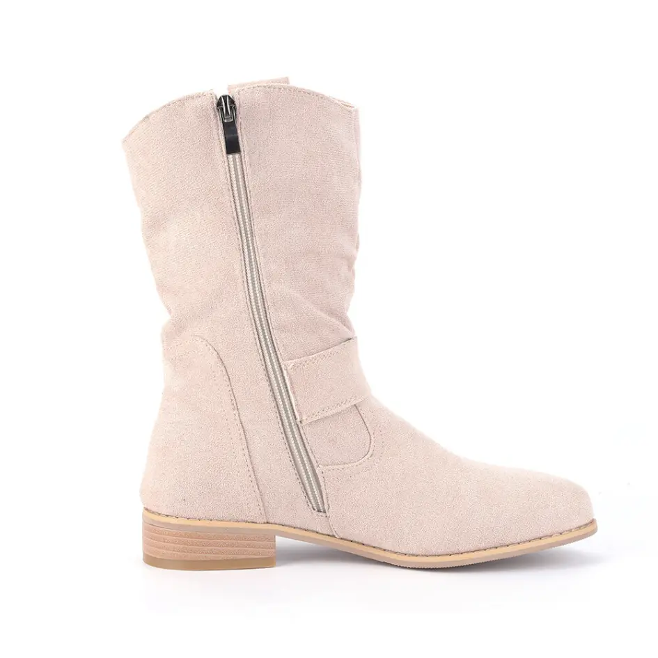 Isabelle Dames suède enkellaarsjes met Rits - Retro Laarzen met hak - Afbeelding 4