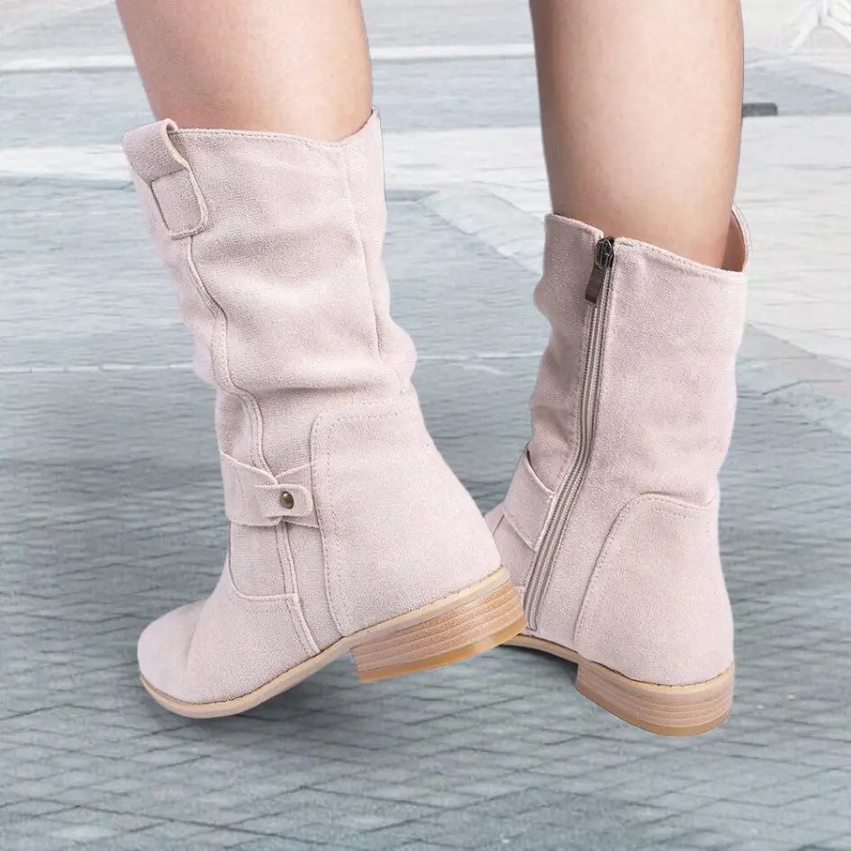 Isabelle Dames suède enkellaarsjes met Rits - Retro Laarzen met hak - Afbeelding 6